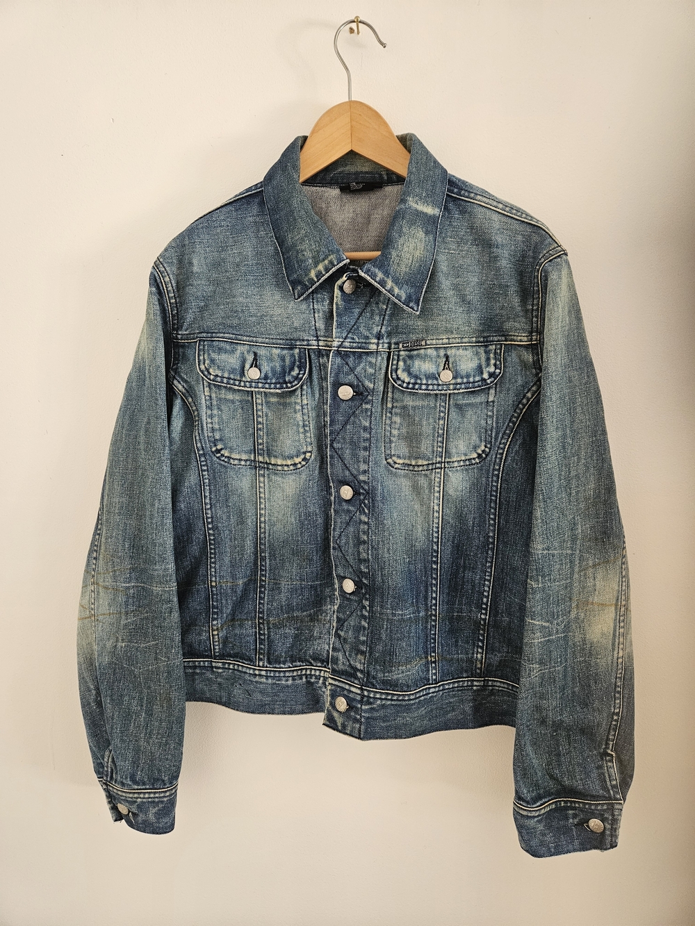 Vintage Diesel Denim Jacket Mens Large Distressed Design Made In Italy Y2K